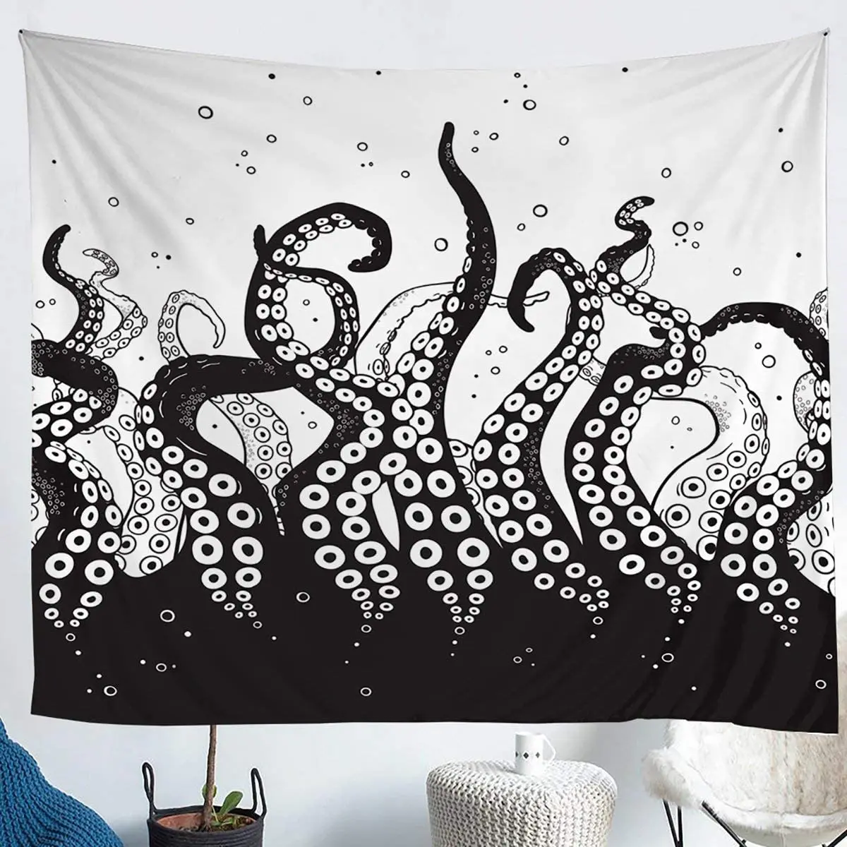 

Erosebridal Octopus Tapestries Tentacles Tapestry Sea Animal Underwater World Tapestry Halloween Gothic Wall Hangings, Black
