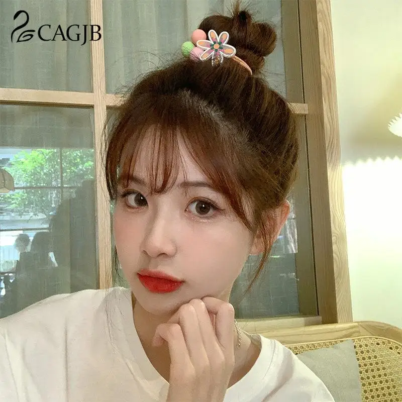 

1pcs Cute Fresh Cartoon Color Graffiti Hair Ring Japanese Cute Sweet Children Tie Hair High Elastic Head Rope Headdress