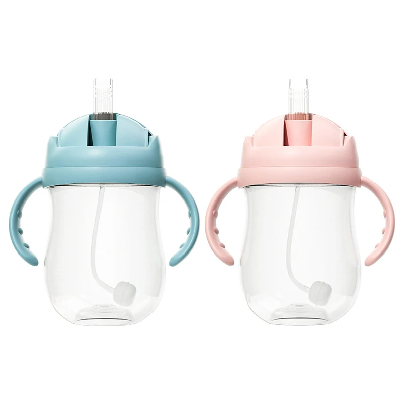 

300ml Baby Sippy Cup Gravity Ball Childrens Training Drinking Straw Cup Portable Kids Water Milk Bottle with Double Handles