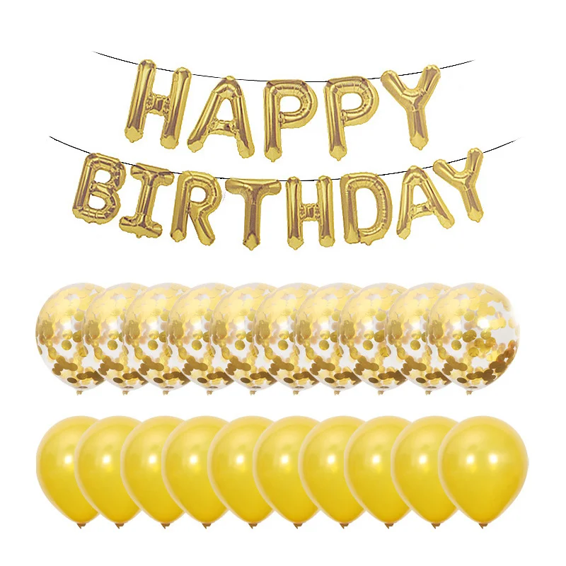 

Happy birthday balloon set rose gold gold silver pink blue aluminum foil sequined balloon set birthday party decoration balloons