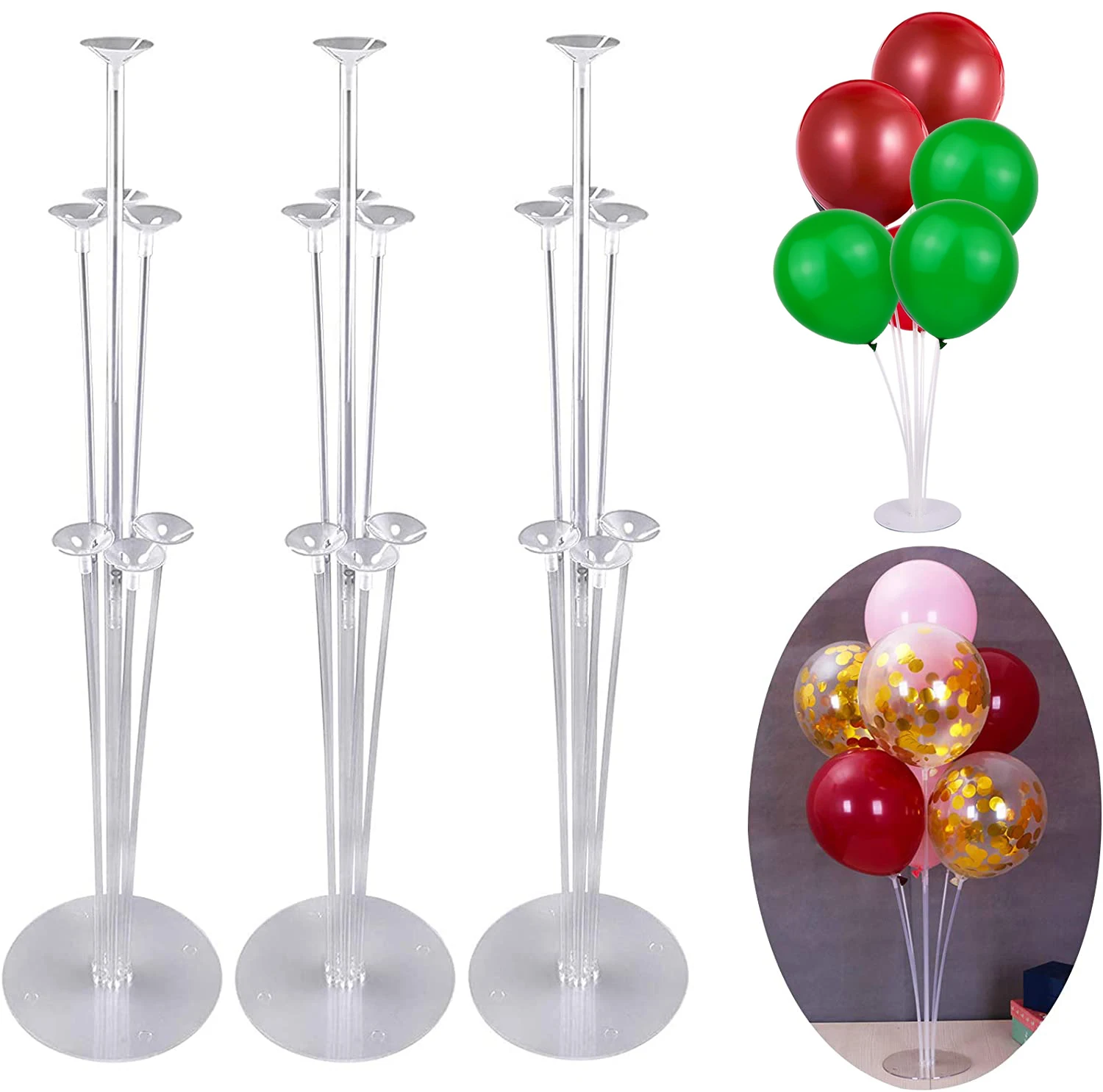 

2-5Set Balloon Stand Holder Kit Reusable Clear Ballon Stand with Base Floor Stand for Birthday Wedding Party Decoration Supplies