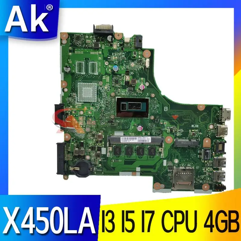 

X450LA Notebook Mainboard For ASUS X450LC X450L X450LB Laptop Motherboard I7-4500U I5-4200U I3-4010U RAM-4GB UMA EDP /LVDS