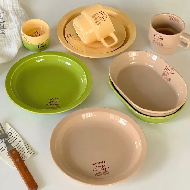 Керамическая тарелка для дома Западная круглая обеденная креативная