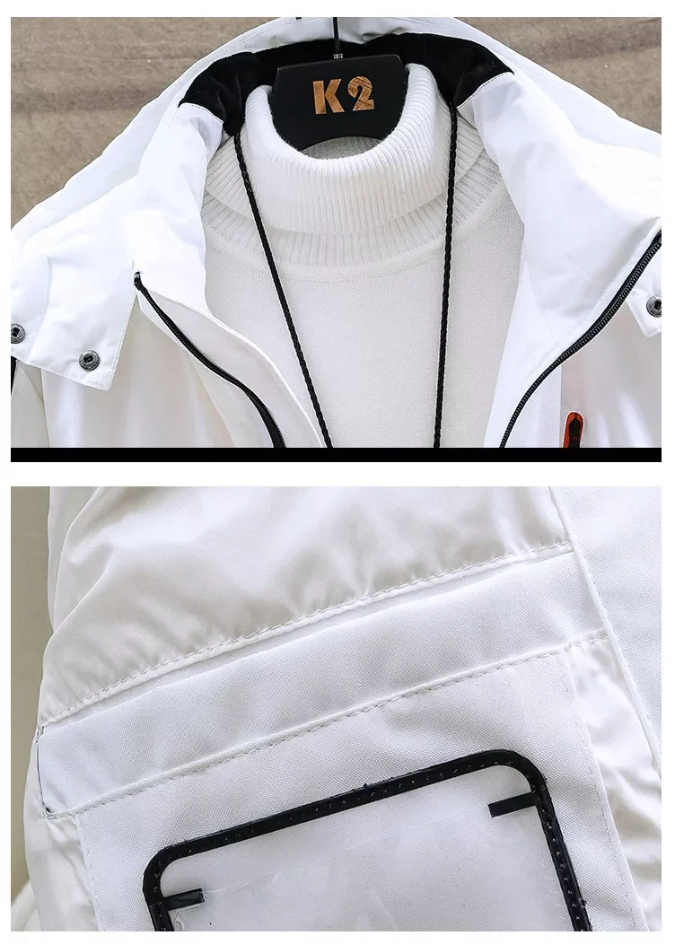 Hooded Down Coats Male Stitching Warm Parkas White Duck Down Clothes Outwear Down Jackets  Men Women Short Youth