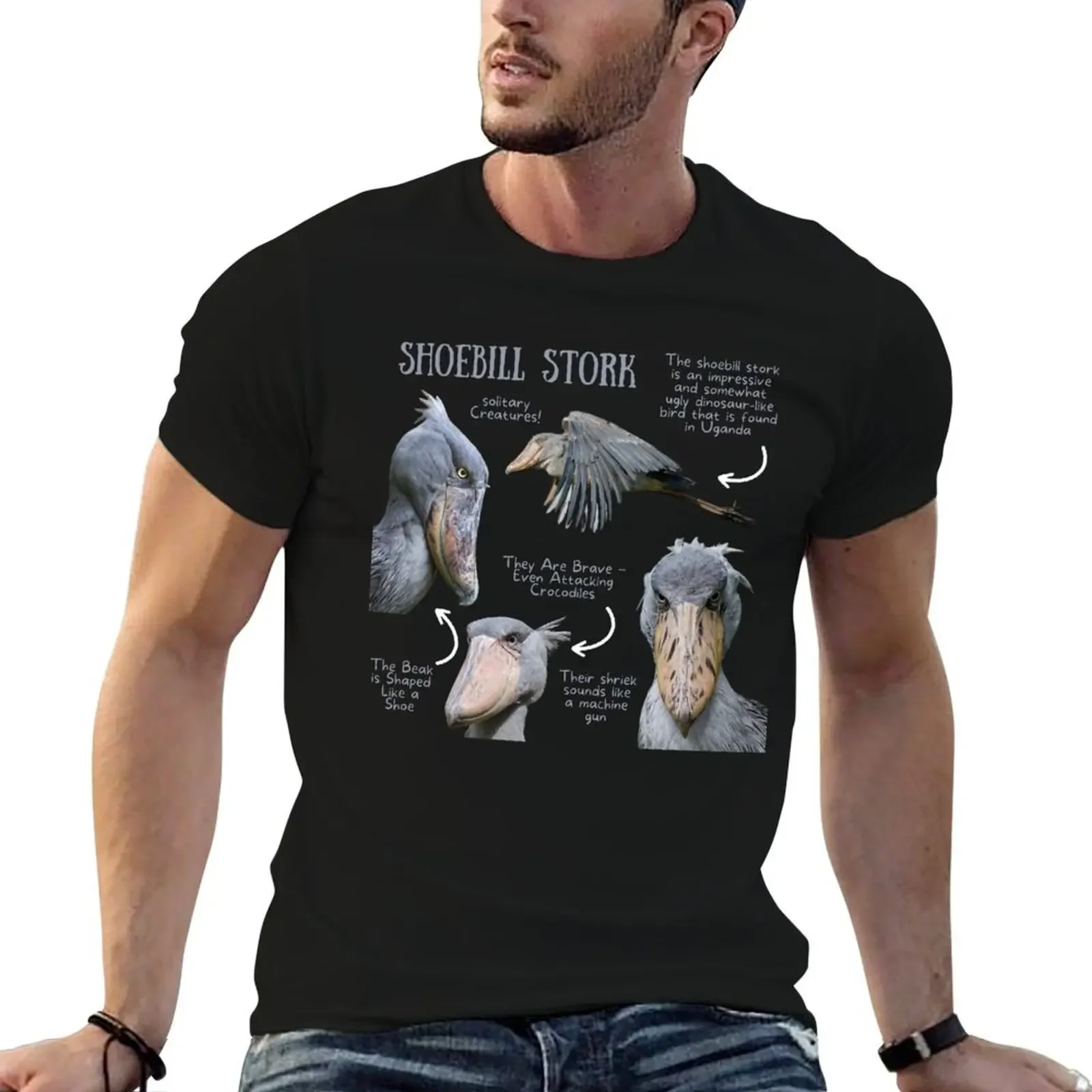Футболка Shoebill Stork Fun Fact хлопковые футболки с рисунком негабаритная футболка