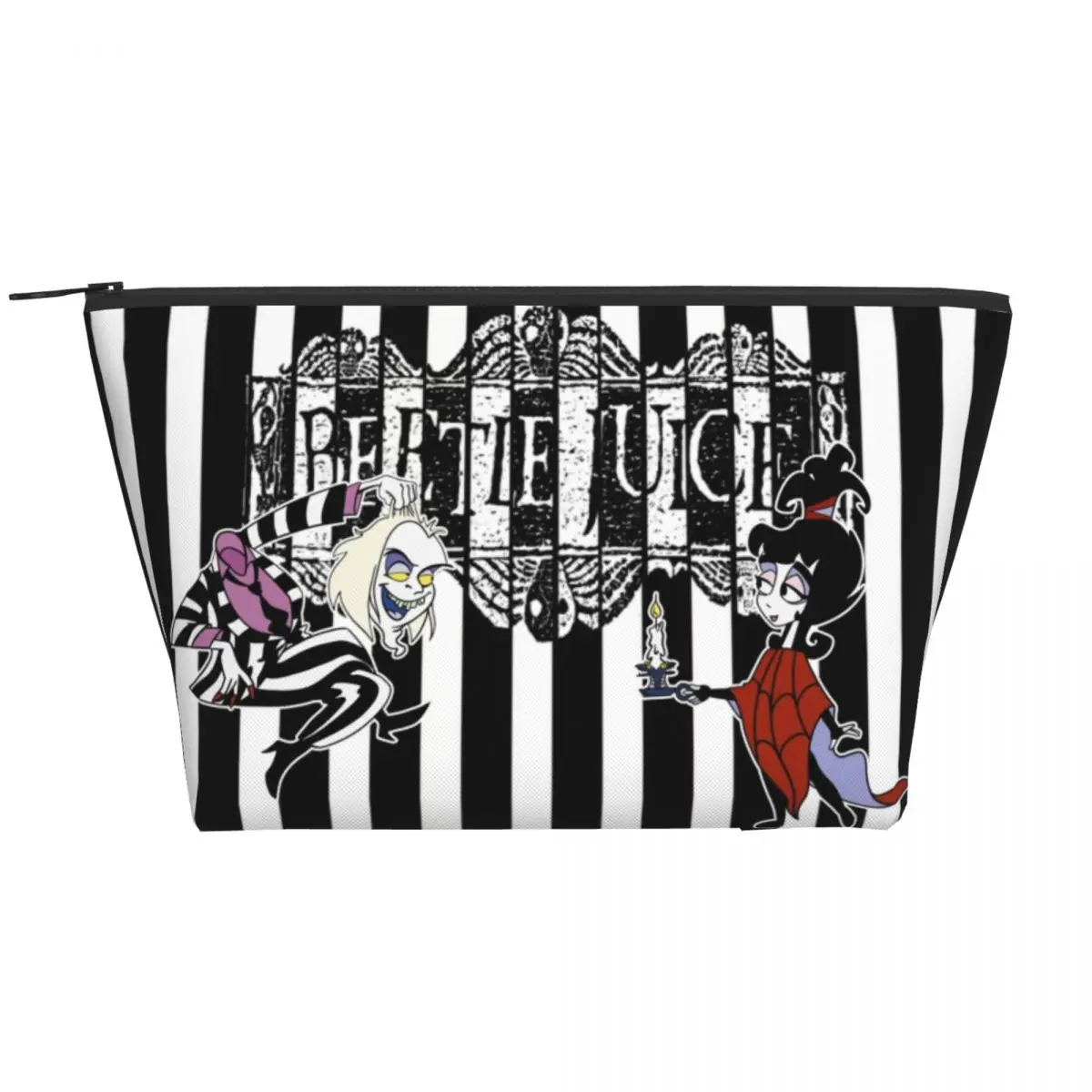 

Movie Beetlejuice And Lydia Toiletry Bag Women Cartoon Tim Burton Makeup Cosmetic Organizer Ladies Beauty Storage Dopp Kit Case