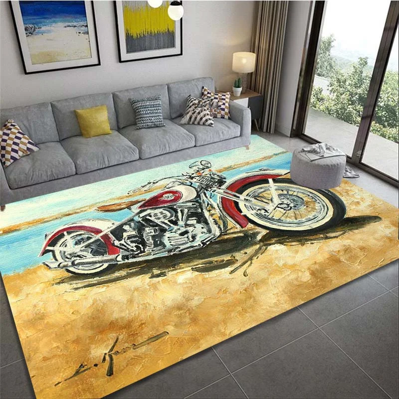 

Retro Motorcycle Area Rug Carpet Moto Fans Non-slip Large Door Step Mat Bathmat for Living Room Bedroom Entrance Home Decoration