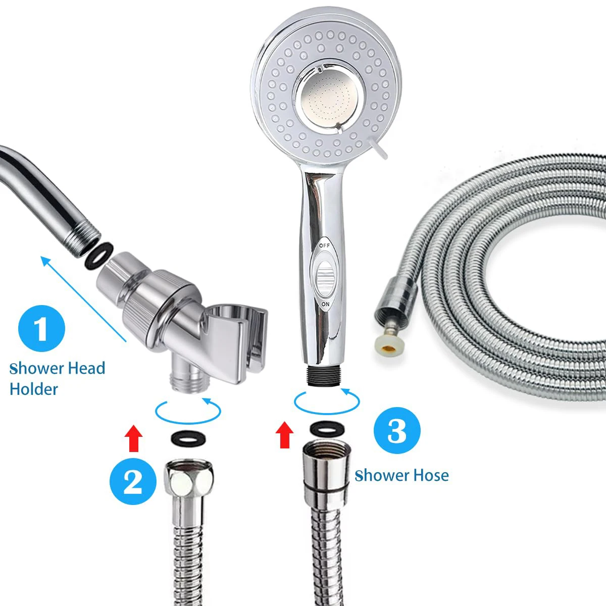 Насадка для душа с 3 режимами регулируемый высокого давления водосберегающий