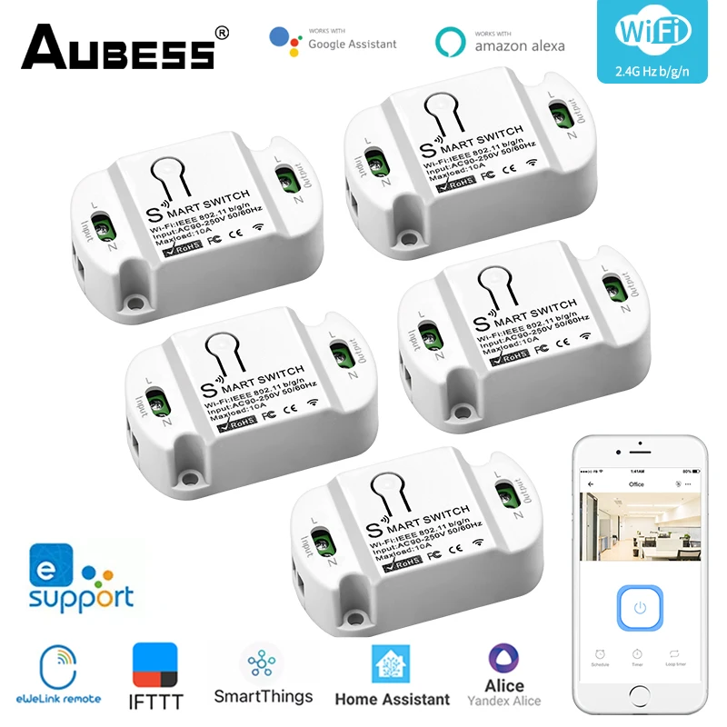 Мини-пульт дистанционного управления AUBESS EWeLink Wi-Fi + Bluetooth 2 4 ГГц умный модуль