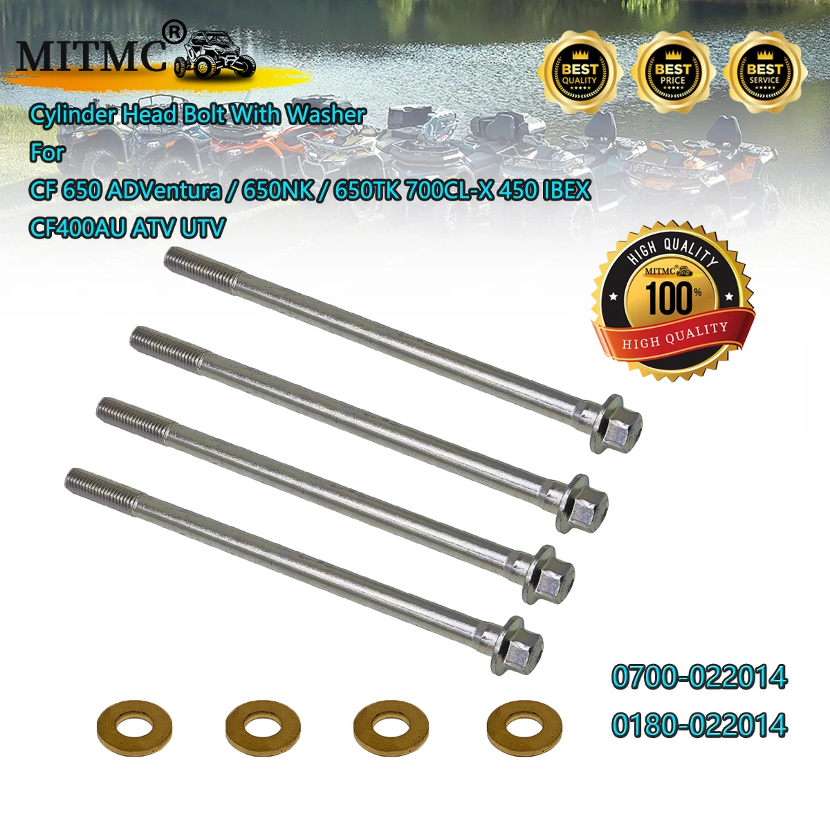 Фото Болт головки цилиндра с шайбой для CF 650 ADVentura / 650NK / 650TK 700CL-X 450 IBEX CF400AU ATV UTV 0700-022014 0180-022014 №1