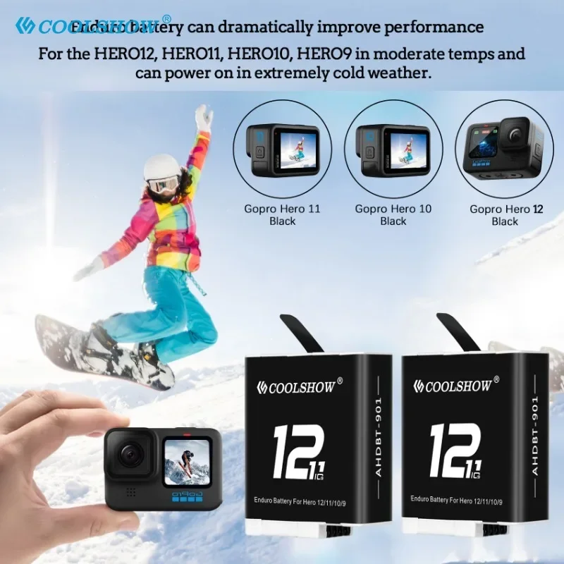 Зарядное устройство COOLSHOW для Gopro Hero 12 1800 мАч