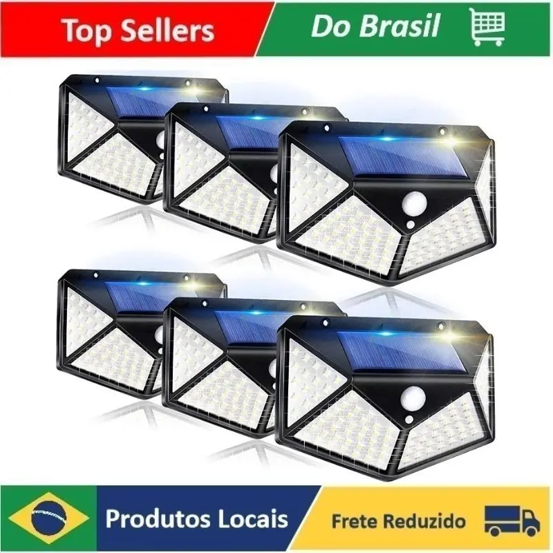 

Luminária Solar 100 Led Com Sensor Para Jardim Corredor Externa Prova D'Água
