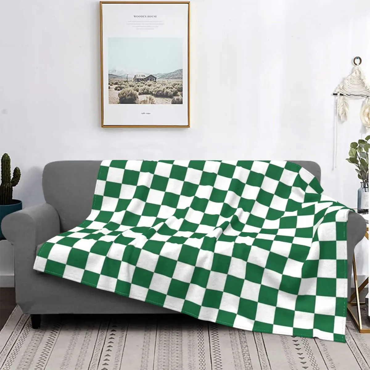 

Manta de cuadros blancos y cadmio verde, para cama colcha, edredón a cuadros, Picnic, manta de pícnic, manta ponderada