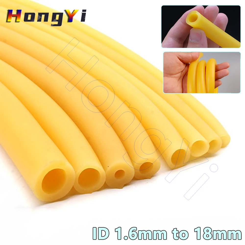 

Шланги из натуральной латексной резины, эластичные детали трубки с желтой лентой для самостоятельного изготовления, внутренний диаметр от 1,6 до 18 мм, сплошной 2 мм, 3 мм, 5 мм