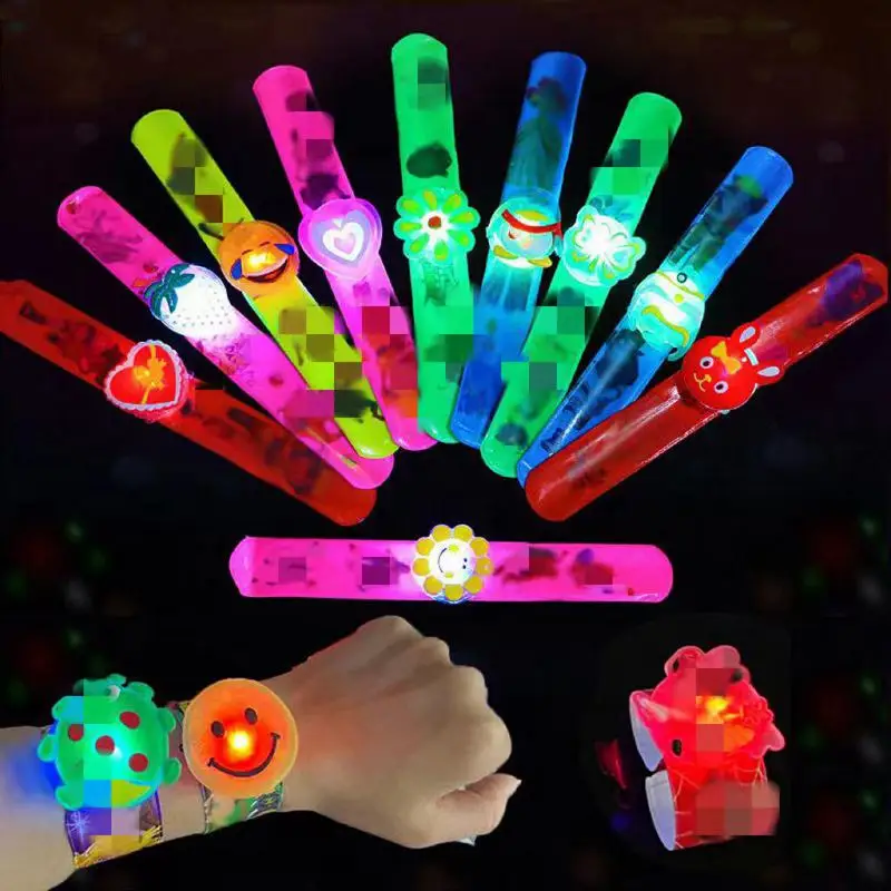 

5PCS LED Glowing Toy Slap Gift Bracelets Treat Kids Birthday Party Children Gifts Night Party Favor Toy Present Guests Giveaways