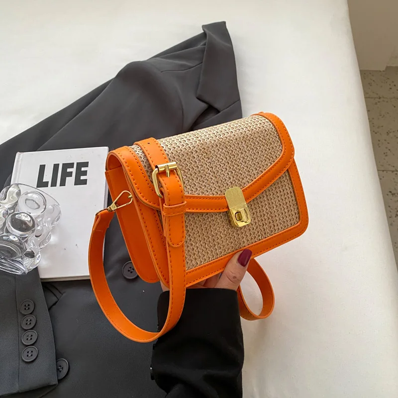 

Повседневные соломенные флип-сумки на плечо для женщин, летняя сумка через плечо 2023, плетеные соломенные сумки, пляжные женские сумки