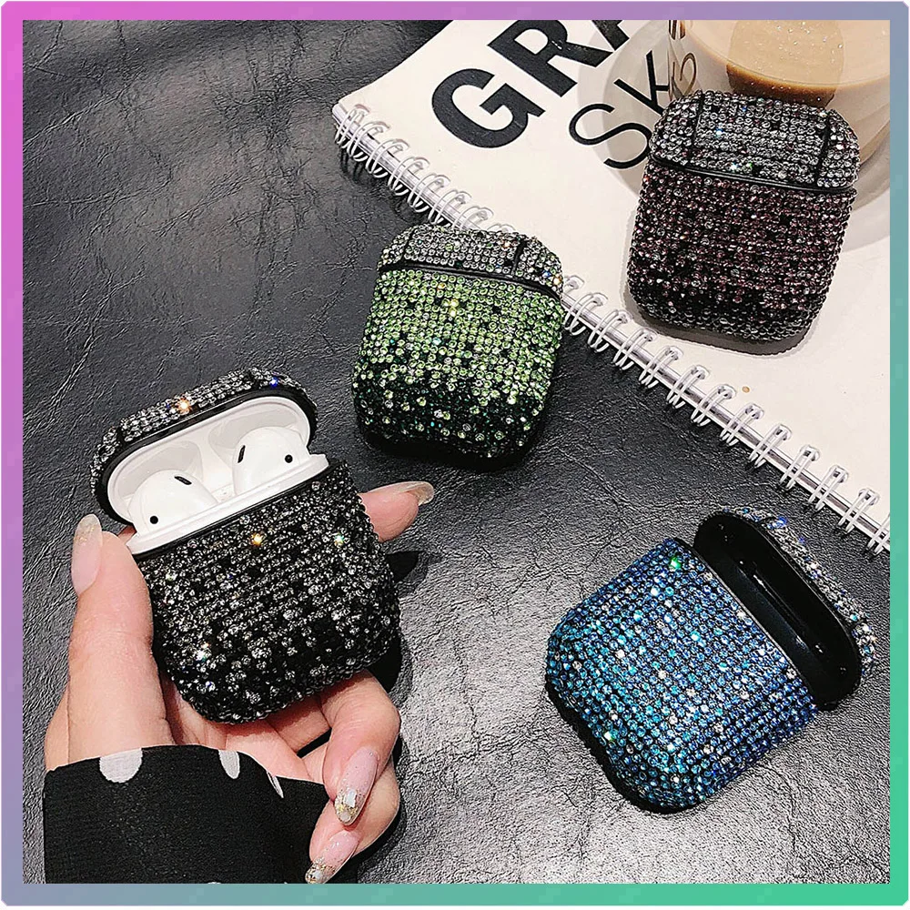 

Gradient Crystal Earphone Case For Apple Airpods Pro 2 1 AirPod Air Pods Cute Cases Hard Headphone Cover Bling Protective Shell