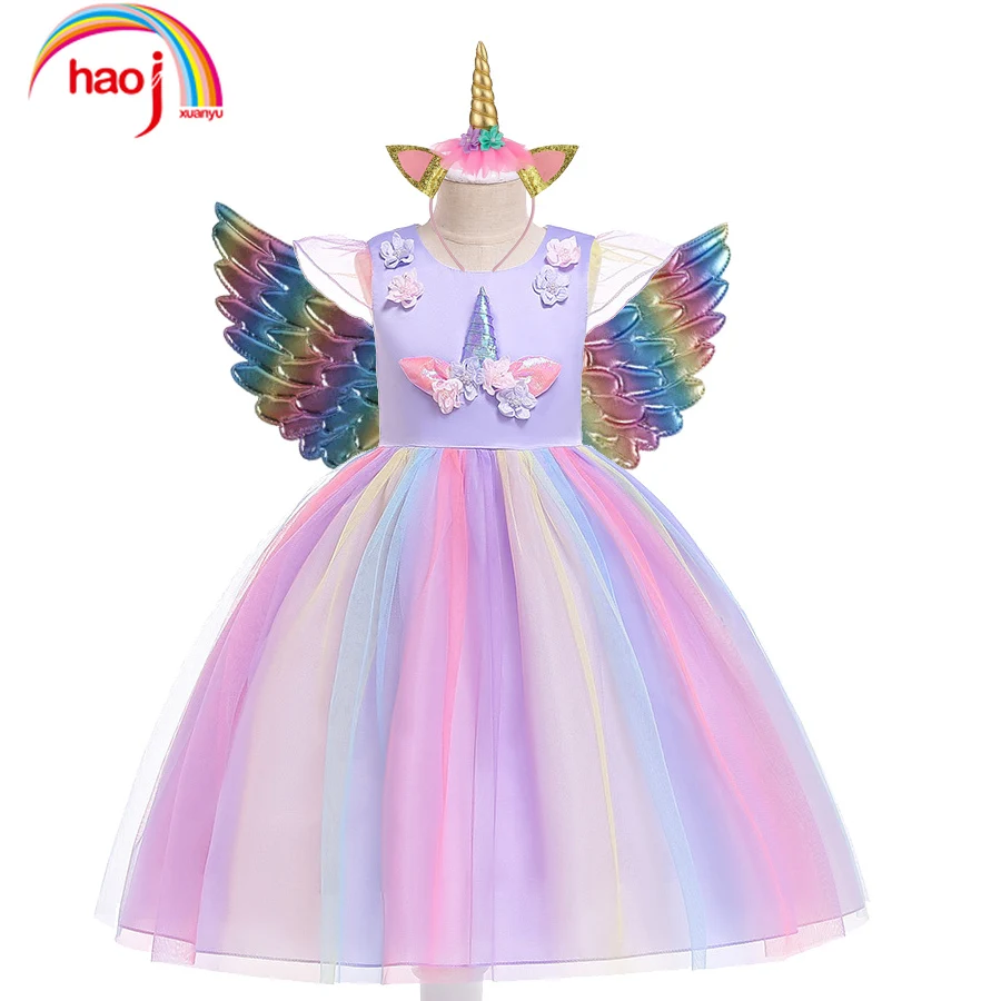 

Платье с единорогом для девочек, детвечерние костюм принцессы на день рождения, косплей-костюм Пурим, Хэллоуин, Рождество, Детская сценичес...