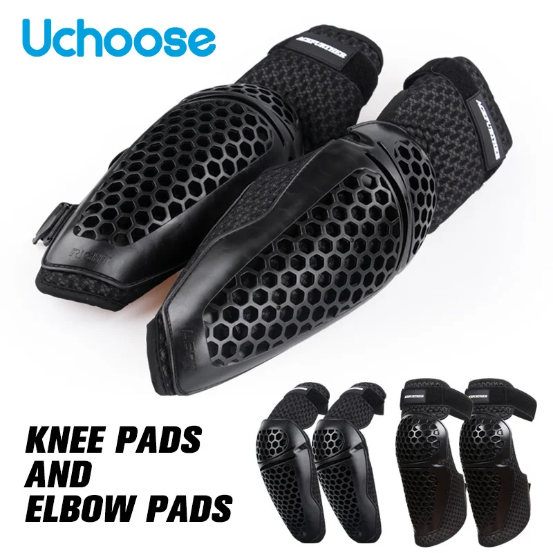 

UCHOOSE Motorcycle Riding Knee Pads Elbow Pads Set For All Seasons Riding Gear 3D Breathable Protector For Any Body Type