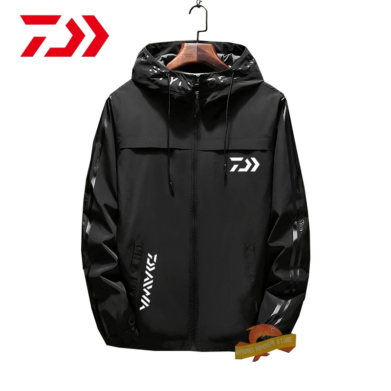 

Daiwa for Men's Spring Fishing Jacket Fashion Thin Hooded Windbreaker Outdoor Breathable Casual Mountaineering Fishing Clothes