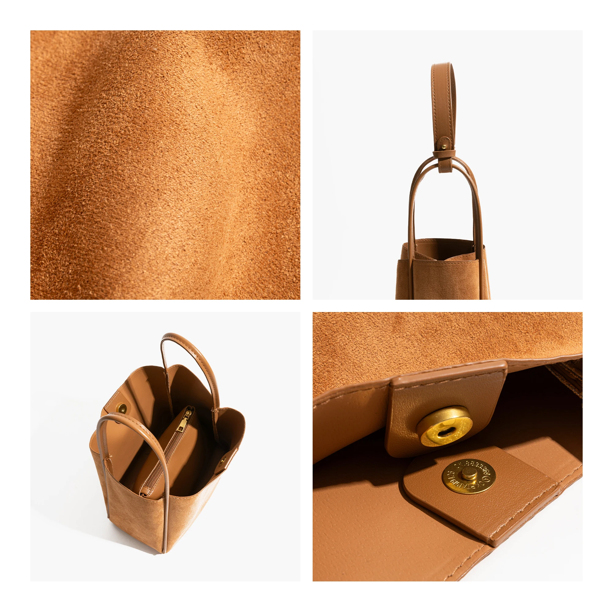 MABULA Сумка-ведро из искусственной замши однотонная простая повседневная комплект