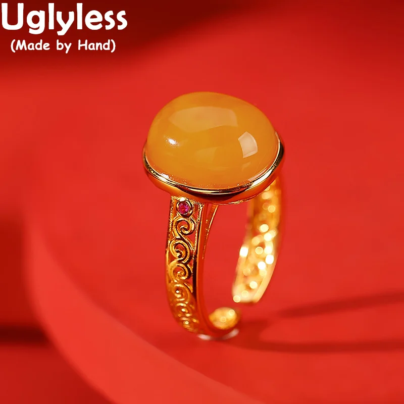 

Кольца Uglyless из натурального желе, старые кольца из пчелиного воска для женщин, минималистичные кольца, золото, Стерлинговое Серебро 925 пробы, ювелирные изделия, полые украшения
