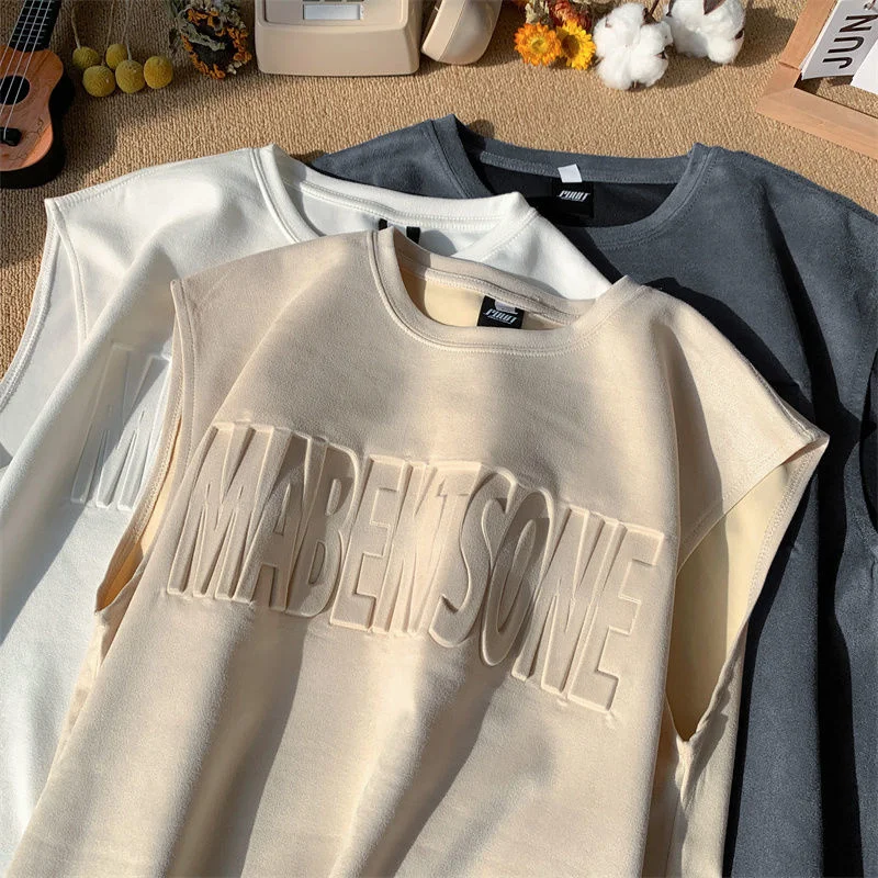 

Футболка мужская Свободная без рукавов, топ с сердечком, в винтажном стиле, модная повседневная спортивная майка, y2k, на лето