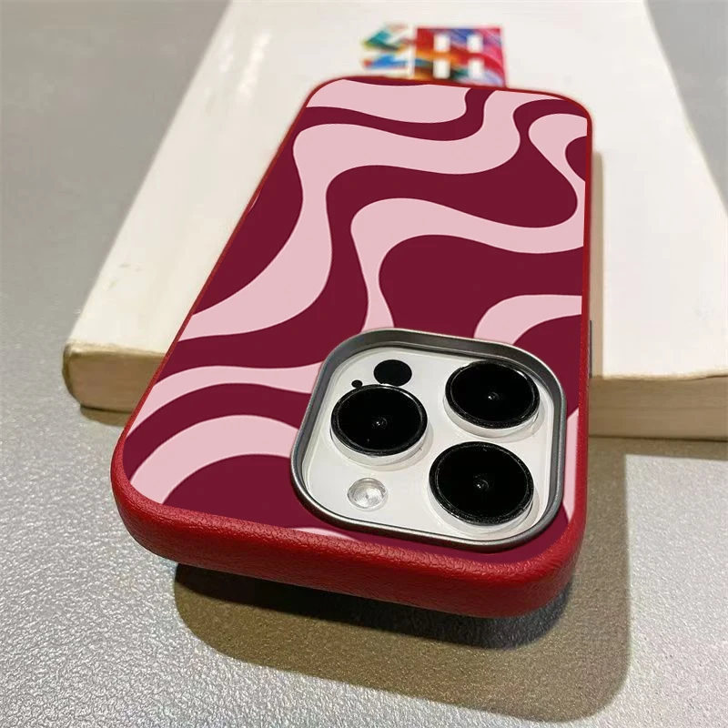 Фото Ретро розовый чехол для телефона с абстрактным волнистым узором для iPhone 17 16 Pro 16E 15 14 13 12 11 Pro Max 17 Air X XR XS 7 8 Plus Sof't Cover №4