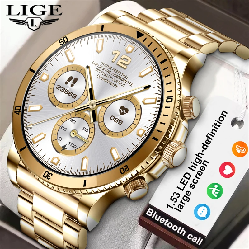 

LIGE Business Watch Men Smart Watch Outdoor Sport Fitness Waterproof Smartwatch Bluetooth Call Heart Rate Blood Pressure Tracker