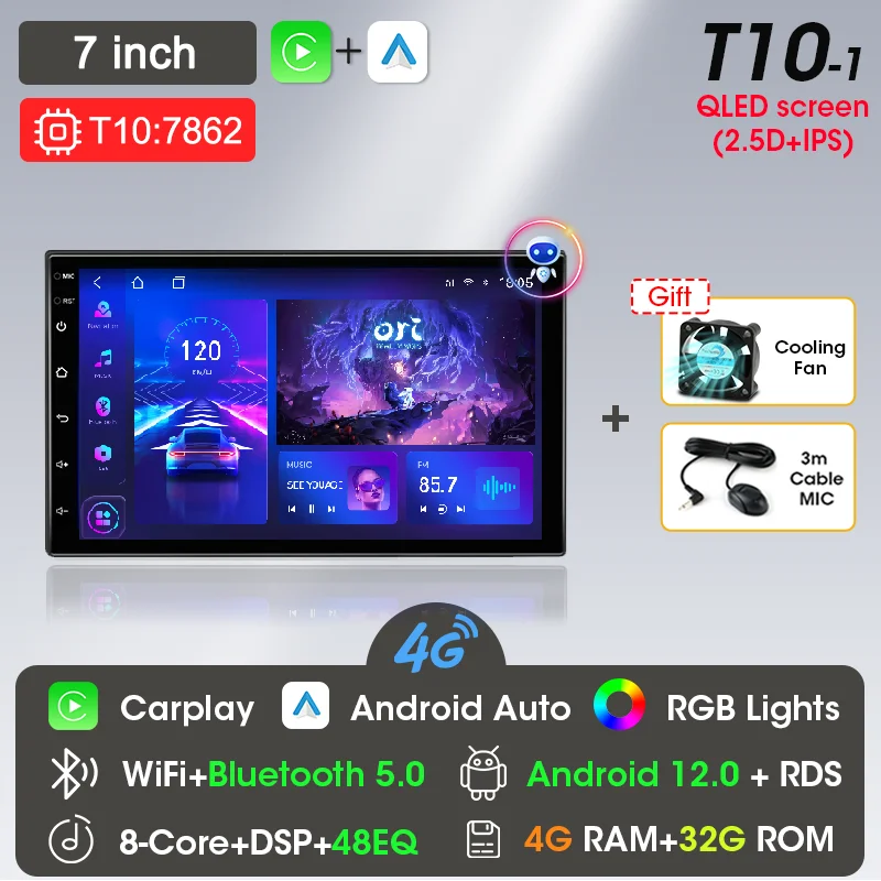 

Автомагнитола Srnubi, универсальная мультимедийная система на Android 12, с DVD, GPS, 7 дюймов, для Toyota, Hyundai, Kia, Nissan, типоразмер 2DIN