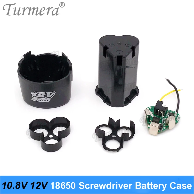 

Turmera 3S 10.8V 12V Screwdriver Drill Battery Case Box with 18650 Hoder Brackets 3S 30A BMS Board for Shura Shrika Replace Use