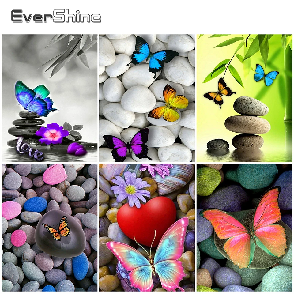 

Evershine полностью квадратная алмазная живопись, Бабочка, камень, наборы для вышивки крестиком, мозаика из бисера, алмазная вышивка, животное, настенное искусство