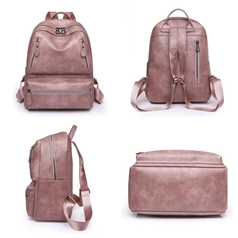 Женский рюкзак женский из искусственной кожи с двойной молнией модная простая