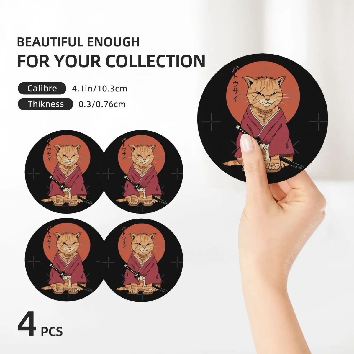 Керамические подставки Neko Battousai для кухонного бара (4 шт. в упаковке)