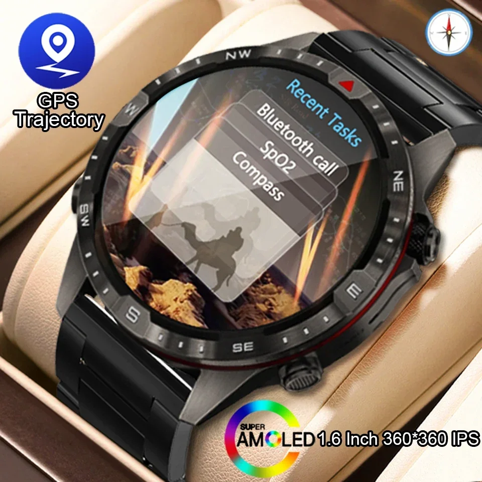

2023 Business Sports Smart Watch Compass 1.6Inch HD Screen Titanium case Men NFC Smartwatch BT Call 100+Sport Modes Rugged Watch
