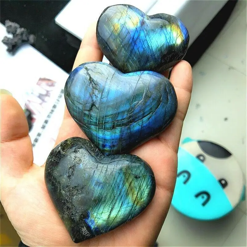 

4-5cm Natural Crystal Labradorite Heart-shaped Quartz Healing Specimens