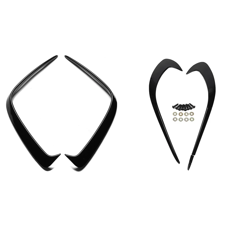 

1 Set Bright Black Rear Bar Wind Knife Modified Decorative & 1 Set Front Bumper Side Air Knife Splitter Spoiler