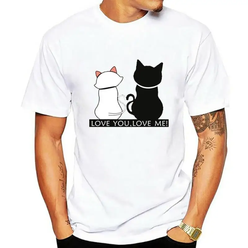 

Футболка женская хлопковая оверсайз, с мультяшным принтом, Повседневная рубашка с принтом, с надписью Love You, Cat, Размер 5XL, на лето