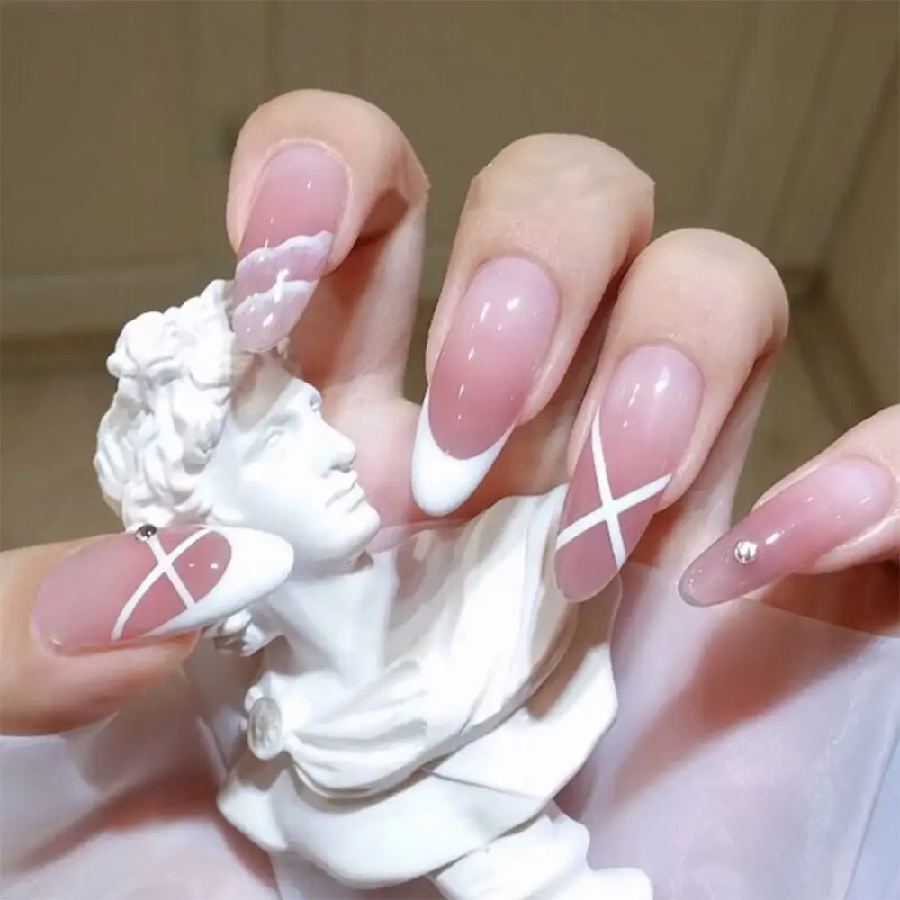 

24pcs/Box Fashion Manicure Tool Artificial French Wearable Oval Head False Nails Fake Nails Nail Tips