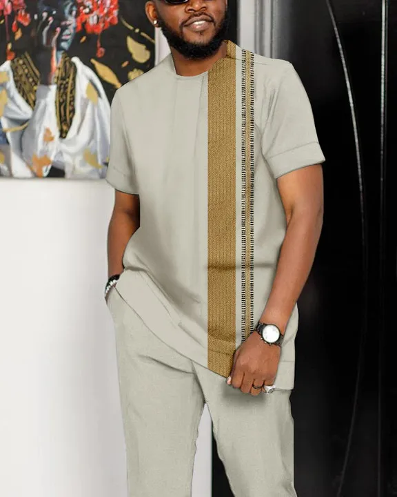 Fashion Summer Men's O-Neck T-Shirt 2-Piece Set Tracksuit Outfit Street Short Sleeve Jogging Clothes Oversized Casual Male Suit