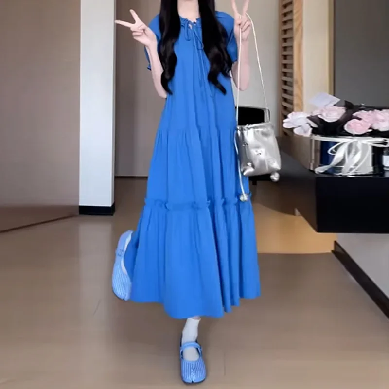 BlueDress женское длинное платье во французском стиле элитное элегантное летнее 2024