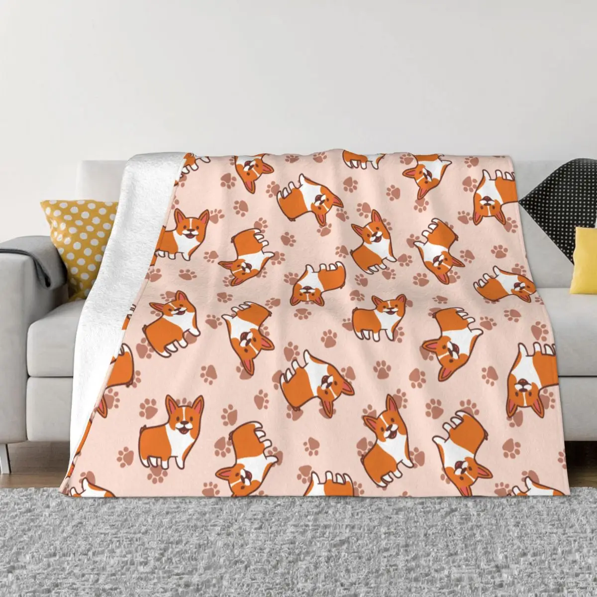 

Cartoon Corgi Portable Warm Throw Blankets for Bedding Travel