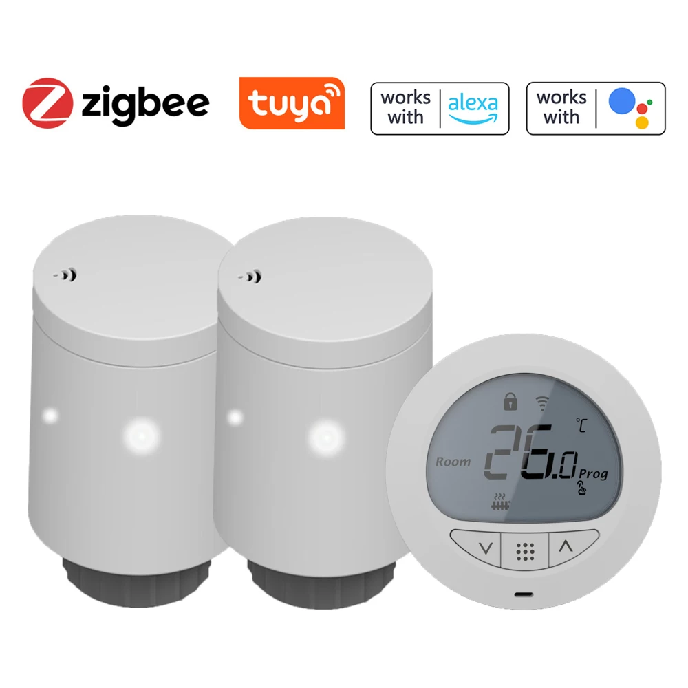 

Умные Термостатические клапаны радиатора Tuya Zigbee, беспроводной домашний термостат, контроллер температуры, работает с Alexa Google Home