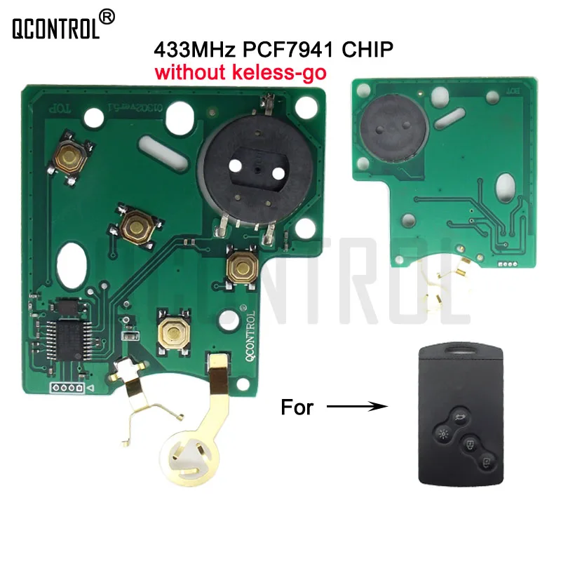 

QCONTROL Car Remote Smart Key Circuit Board for Renault Koleos 433MHz PCF7941 Chip without keyless-go