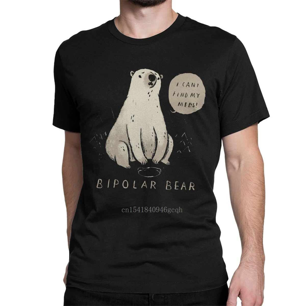 

Men's Bipolar Bear T Shirts Funny Animals Pure Cotton Clothes Vintage Short Sleeve Round Collar Tee Shirt Plus Size T-Shirt