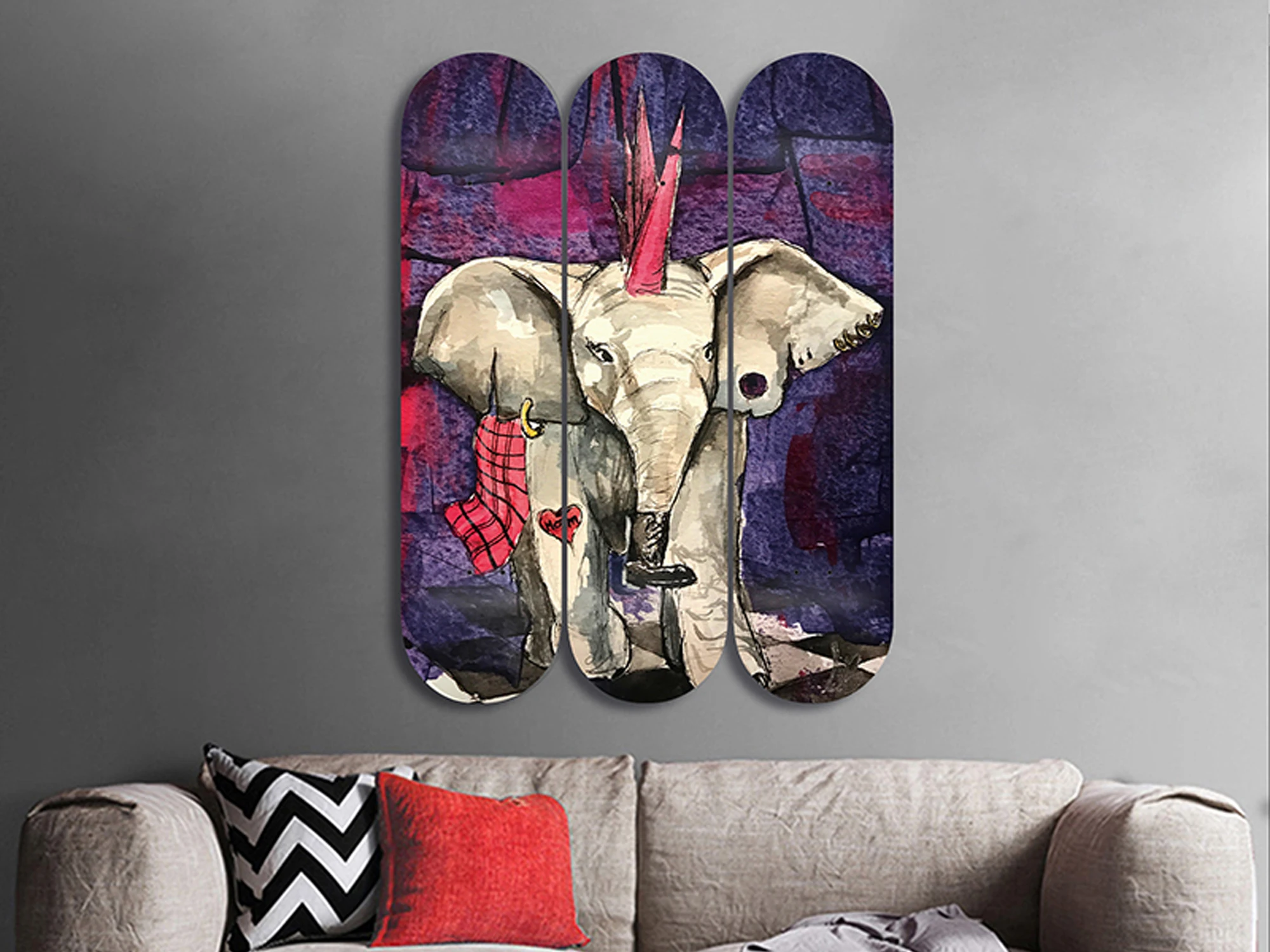 Набор из 3 шт. декоративные животные настенное искусство для скейтборда 7-слойное