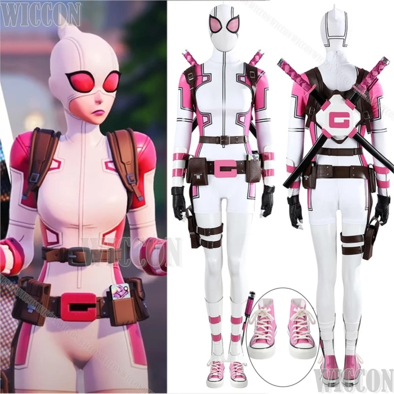 Gwen Poole Pool аниме игра Forttnnitte розовый призрак косплей костюм комбинезон обувь для