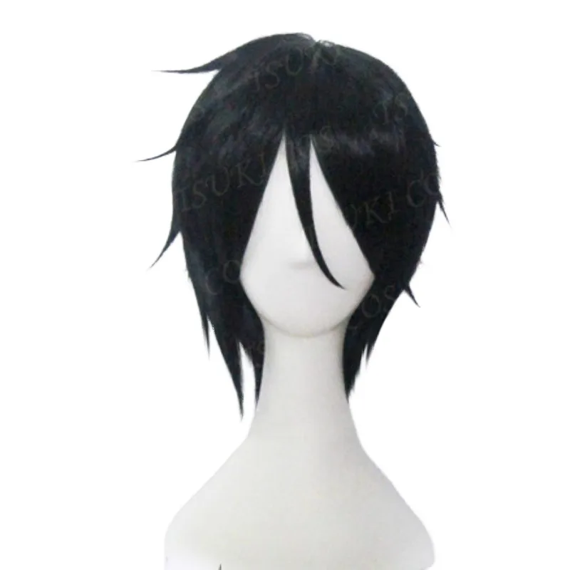 

Kuroshitsuji Black Butler Sebastian Michaelis Short Black Heat Resistant Anime Cosplay Costume Wig + Track + Wig Cap