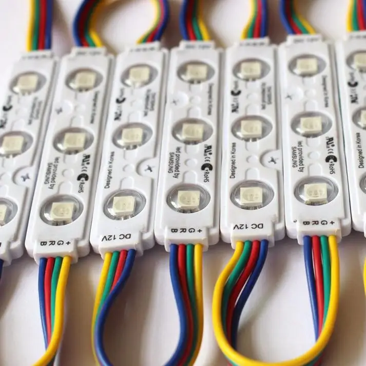 

12 В Светодиодный модуль RGB водонепроницаемый IP67 5050 3 светодиода литье под давлением Высокий люмен супер яркие светодиодные модули освещения