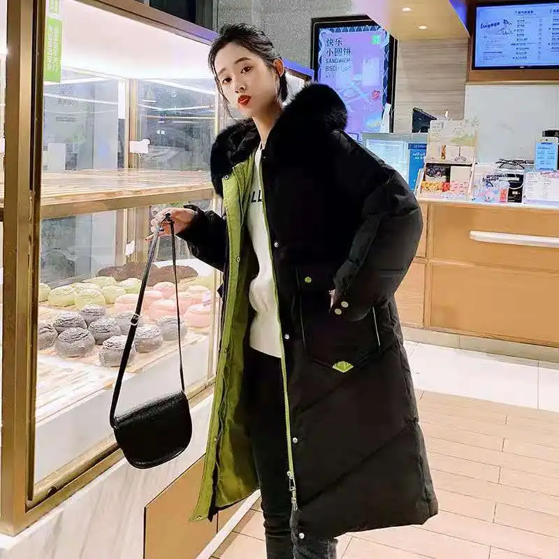 Women's Winter Coat Parka Fur Collar Long Padded Jacket Warmth Jacket Free Shipping Cheap Wholesale Loose Korean Fashion Za New